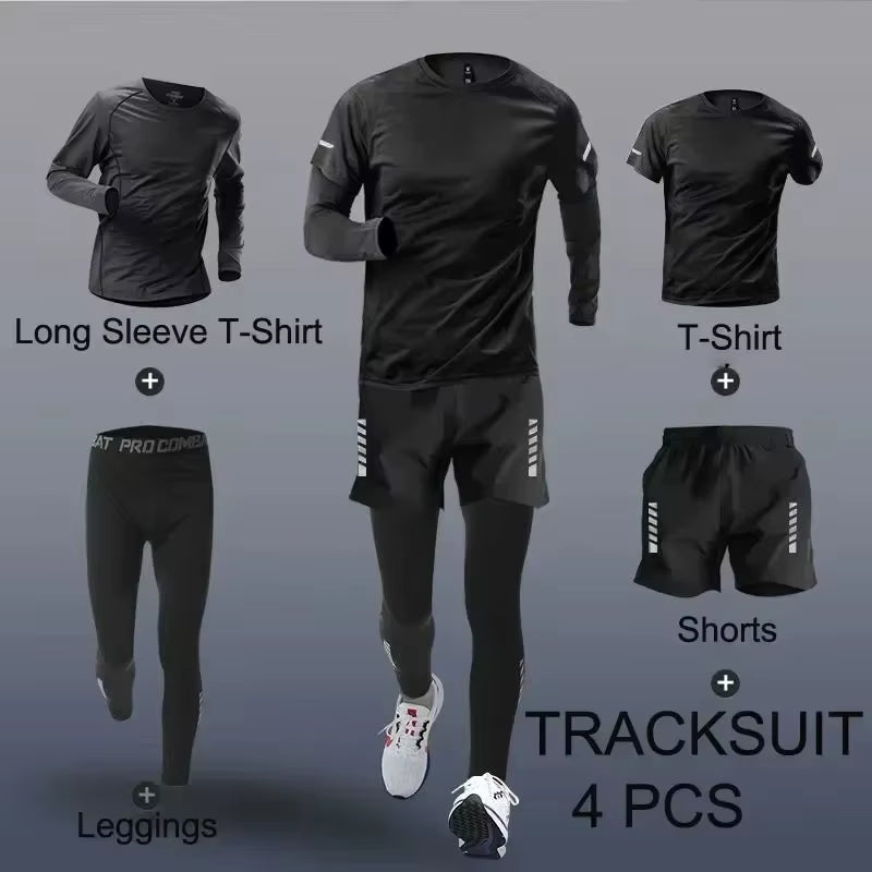 Fashion 2-4 Pieces Exercise Sets Men'S Running Sports Clothing Fitness Jogging Compression Suit Training Suit Sports Clothing