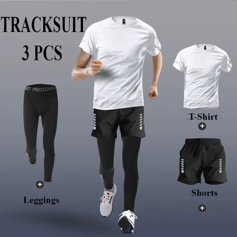 Fashion 2-4 Pieces Exercise Sets Men'S Running Sports Clothing Fitness Jogging Compression Suit Training Suit Sports Clothing