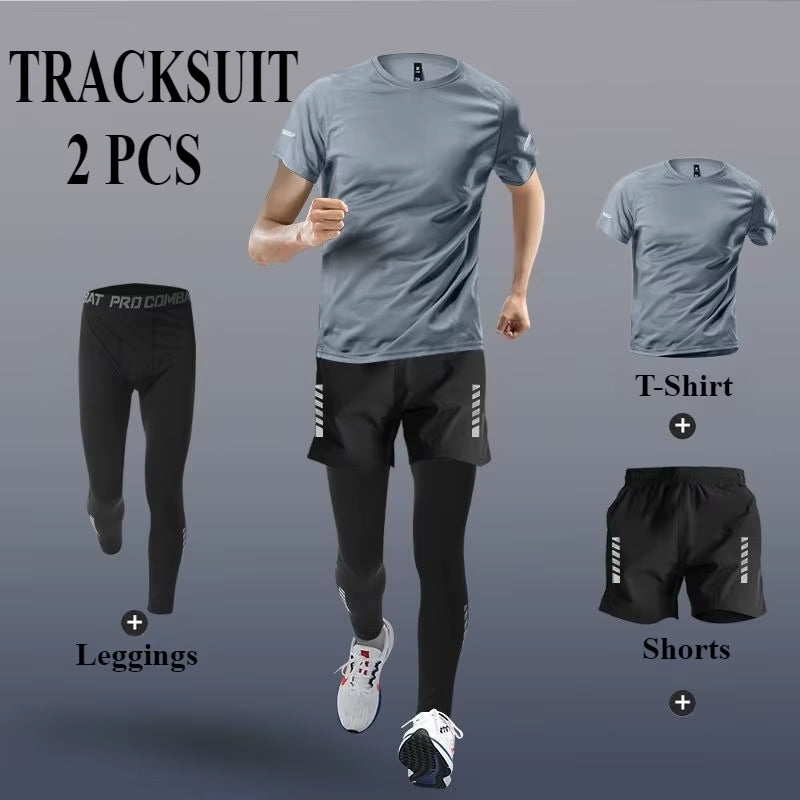 Fashion 2-4 Pieces Exercise Sets Men'S Running Sports Clothing Fitness Jogging Compression Suit Training Suit Sports Clothing