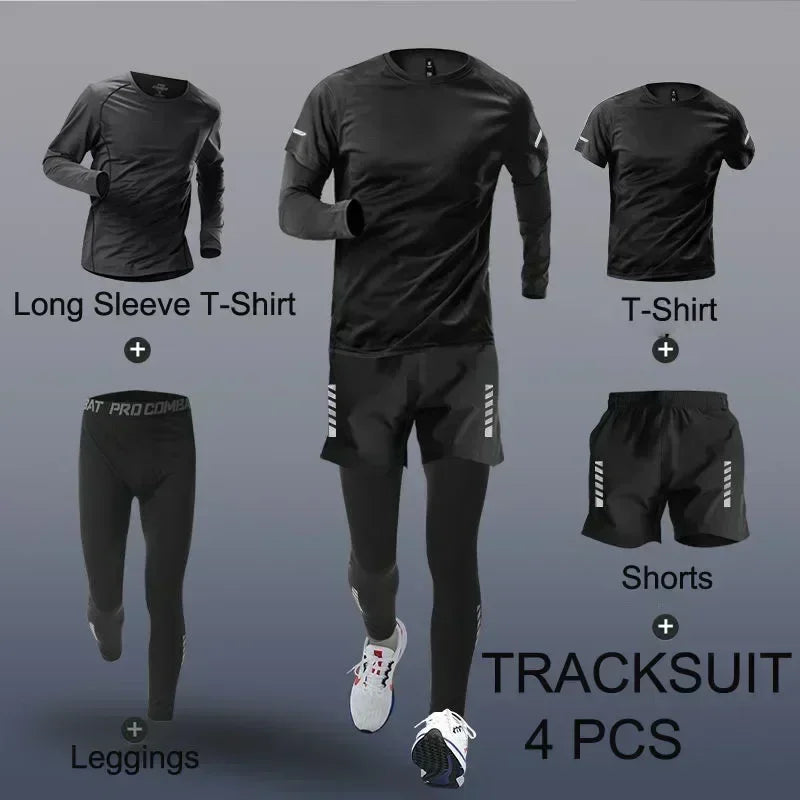 Fashion 2-4 Pieces Exercise Sets Men'S Running Sports Clothing Fitness Jogging Compression Suit Training Suit Sports Clothing