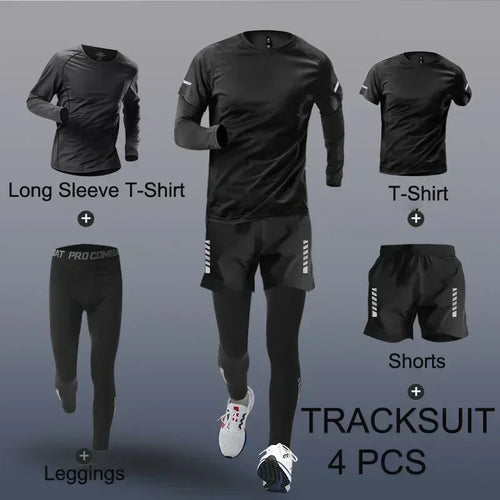 Fashion 2-4 Pieces Exercise Sets Men'S Running Sports Clothing Fitness Jogging Compression Suit Training Suit Sports Clothing